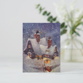 ヴィンテージクリスマス、サンタクロースのワークショップ北極 シーズンポストカード (スタンド正面)