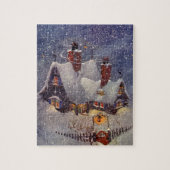 ヴィンテージクリスマス、サンタクロースのワークショップ北極 ジグソーパズル (縦)