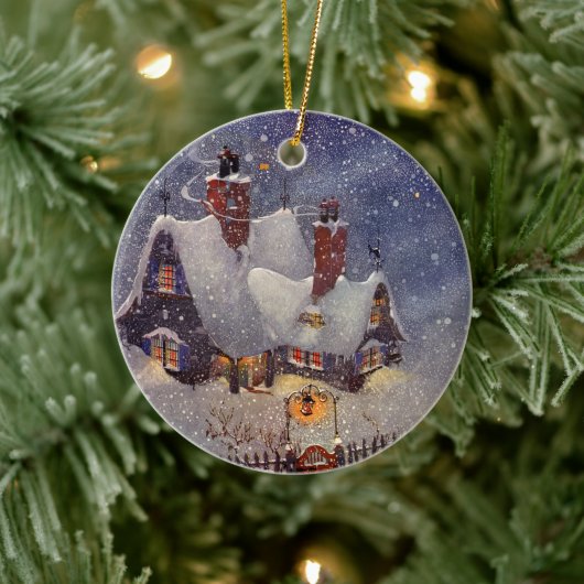 ヴィンテージクリスマス、サンタクロースのワークショップ北極 セラミックオーナメント (ツリー)