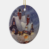 ヴィンテージクリスマス、サンタクロースのワークショップ北極 セラミックオーナメント (右)