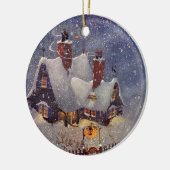 ヴィンテージクリスマス、サンタクロースのワークショップ北極 セラミックオーナメント (左)