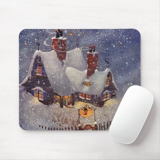 ヴィンテージクリスマス、サンタクロースのワークショップ北極 マウスパッド (マウス)