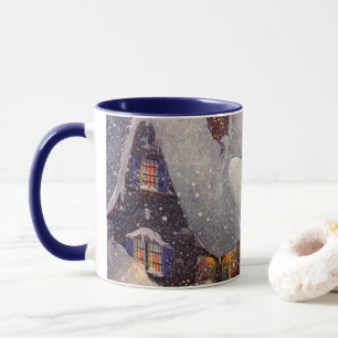 ヴィンテージクリスマス、サンタクロースのワークショップ北極 マグカップ