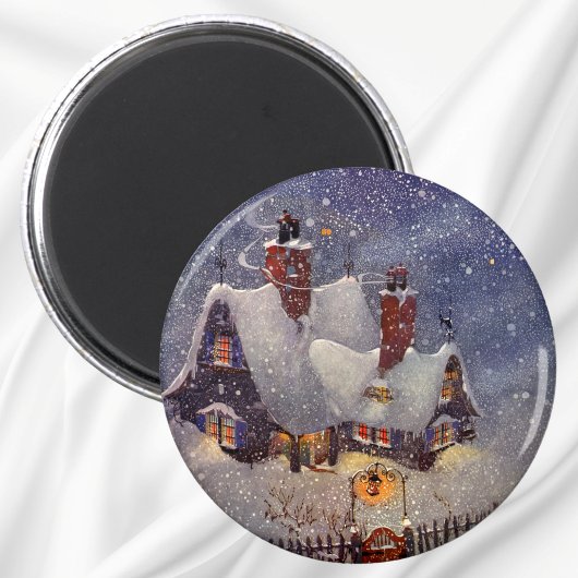 ヴィンテージクリスマス、サンタクロースのワークショップ北極 マグネット