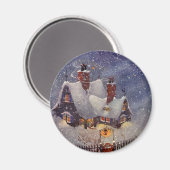 ヴィンテージクリスマス、サンタクロースのワークショップ北極 マグネット (正面/裏面)