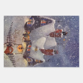 ヴィンテージクリスマス、サンタクロースのワークショップ北極 ラッピングペーパーシート (正面2)