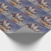 ヴィンテージクリスマス、サンタクロースのワークショップ北極 ラッピングペーパー (角)