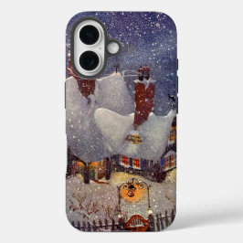 ヴィンテージクリスマス、サンタクロースのワークショップ北極 iPhone 16ケース
