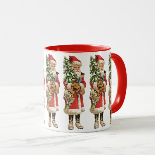 ヴィンテージクリスマス、サンタクロースの切り抜き画像 マグカップ (正面右)