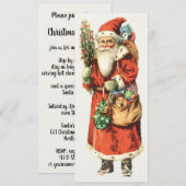 ヴィンテージクリスマス、サンタクロースの切り抜き画像 招待状 (正面/裏面)