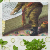 ヴィンテージクリスマス、サンタクロースの悪い子いい子リスト キッチンタオル (折り畳み)