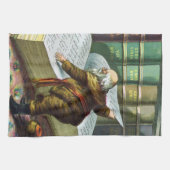 ヴィンテージクリスマス、サンタクロースの悪い子いい子リスト キッチンタオル (横)