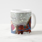 ヴィンテージクリスマス、サンタクロースの馬のオープンスレイ ジャンボコーヒーマグカップ (正面右)