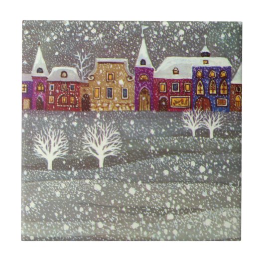 ヴィンテージクリスマス、サンタクロースの馬のオープンスレイ タイル (正面)