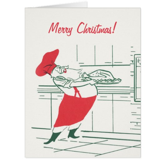 ヴィンテージクリスマス、サンタクロースシェフとターキー (正面)