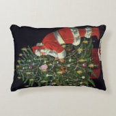 ヴィンテージクリスマス、サンタクロースプレゼント アクセントクッション (正面)