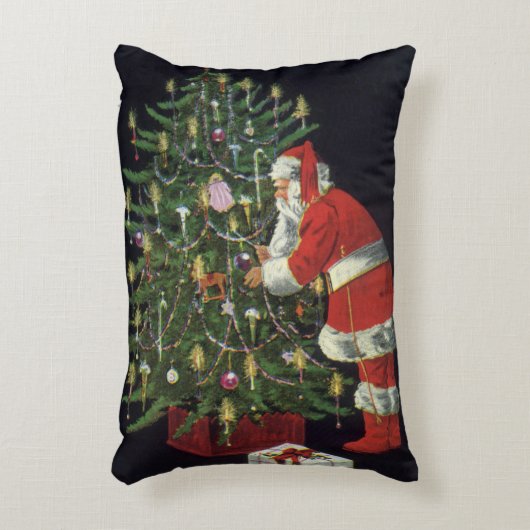 ヴィンテージクリスマス、サンタクロースプレゼント アクセントクッション (正面(垂直))