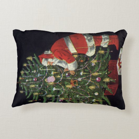 ヴィンテージクリスマス、サンタクロースプレゼント アクセントクッション (裏面)