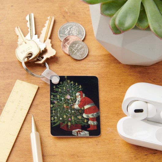 ヴィンテージクリスマス、サンタクロースプレゼント キーホルダー (デスク)