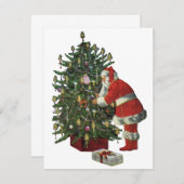 ヴィンテージクリスマス、サンタクロースプレゼント シーズンカード (正面/裏面)