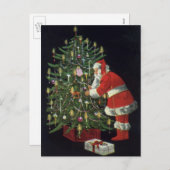 ヴィンテージクリスマス、サンタクロースプレゼント シーズンポストカード (正面/裏面)