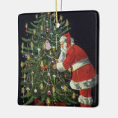 ヴィンテージクリスマス、サンタクロースプレゼント セラミックオーナメント (左)