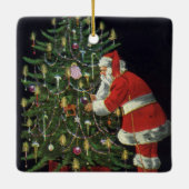 ヴィンテージクリスマス、サンタクロースプレゼント セラミックオーナメント (裏面)