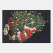 ヴィンテージクリスマス、サンタクロースプレゼント ラッピングペーパーシート (正面3)