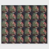 ヴィンテージクリスマス、サンタクロースプレゼント ラッピングペーパー (フラット)