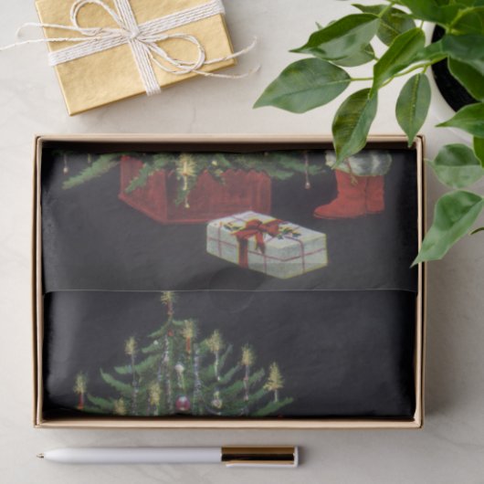 ヴィンテージクリスマス、サンタクロースプレゼント 薄葉紙 (ギフト)