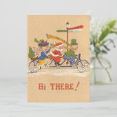ヴィンテージクリスマス サンタクロース自転車招待状 招待状 (スタンド正面)