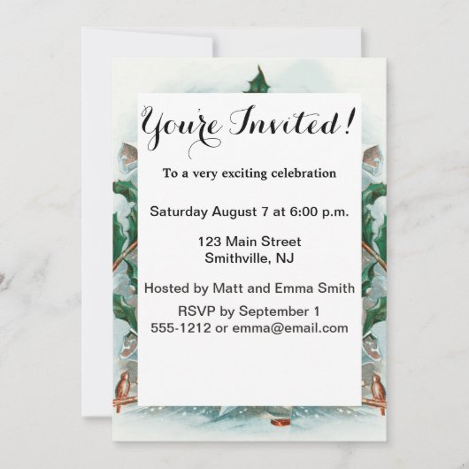 ヴィンテージクリスマス サンタクロース メリーグリーティング 招待状 (正面)