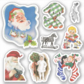 ヴィンテージクリスマス、サンタクロース、子供とおもちゃなど シール (正面)