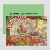 ヴィンテージクリスマス サンタクロース 飛翔するそり シーズンカード (正面/裏面)
