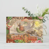 ヴィンテージクリスマス サンタクロース 飛翔するそり シーズンカード (スタンド正面)