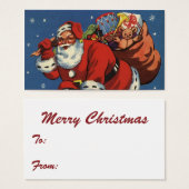 ヴィンテージクリスマス、サンタクロースDown Chimney w Toys (正面&裏面)