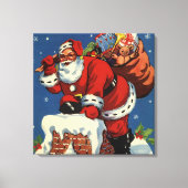 ヴィンテージクリスマス、サンタクロースDown Chimney w Toys キャンバスプリント (正面)