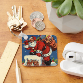 ヴィンテージクリスマス、サンタクロースDown Chimney w Toys キーホルダー