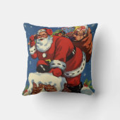 ヴィンテージクリスマス、サンタクロースDown Chimney w Toys クッション (裏面)