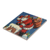 ヴィンテージクリスマス、サンタクロースDown Chimney w Toys タイル (側面)