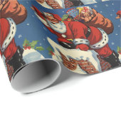 ヴィンテージクリスマス、サンタクロースDown Chimney w Toys ラッピングペーパー (ロールコーナー)