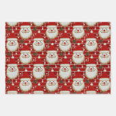 ヴィンテージクリスマス サンタフェイス オン レッドブリック ラッピングペーパーシート (正面3)