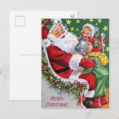 ヴィンテージクリスマス サンタ キッズ ホリデー ポストカード (正面/裏面)