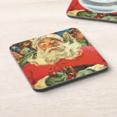 ヴィンテージクリスマス、サンタ・クラウスのおもちゃつき コースター (左側)