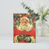 ヴィンテージクリスマス、サンタ・クラウスのおもちゃつき シーズンポストカード (スタンド正面)