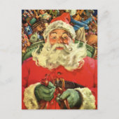 ヴィンテージクリスマス、サンタ・クラウスのおもちゃつき シーズンポストカード (正面)