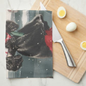 ヴィンテージクリスマス、ショッピングプレゼント警官 キッチンタオル (四つ折り)