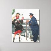 ヴィンテージクリスマス、ショッピングプレゼント警官 キャンバスプリント (正面)