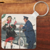 ヴィンテージクリスマス、ショッピングプレゼント警官 キーホルダー (裏面)