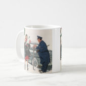 ヴィンテージクリスマス、ショッピングプレゼント警官 コーヒーマグカップ (正面左)